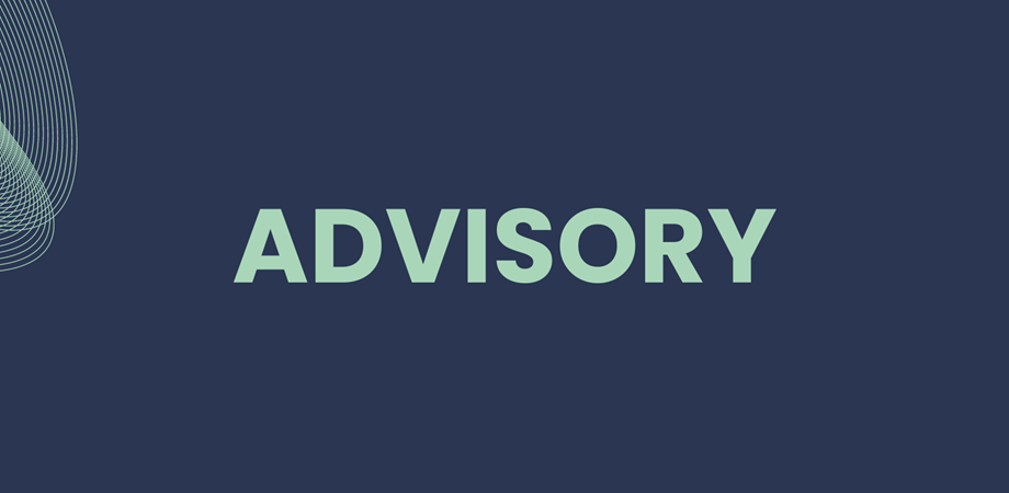 green text saying 'advisory' on a navy blue background